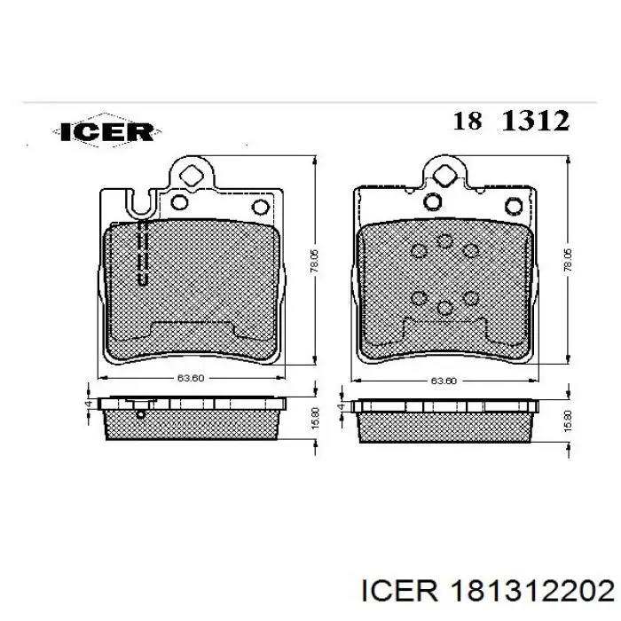 181312202 Icer колодки гальмові задні, дискові