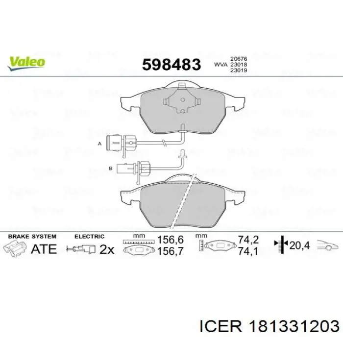 181331203 Icer Передні гальмівні колодки