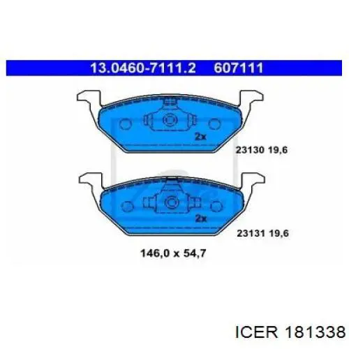 Передні тормозні колодки 181338 Icer