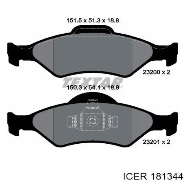 181344 Icer колодки гальмівні передні, дискові