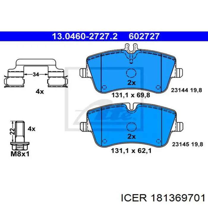 181369701 Icer Передні гальмівні колодки