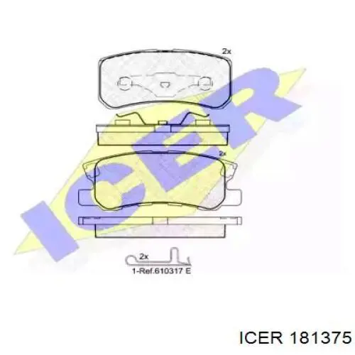 Задні гальмівні колодки 181375 Icer
