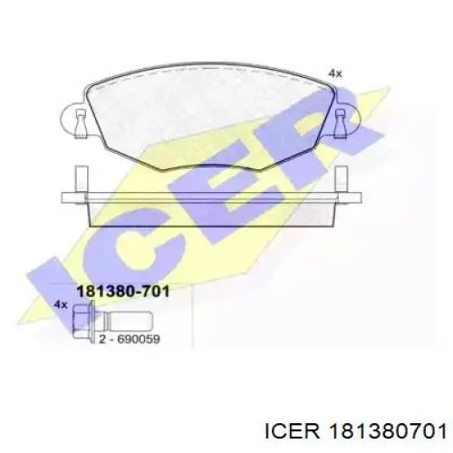 181380701 Icer колодки гальмівні передні, дискові