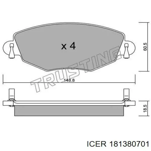 181380701 Icer Передні гальмівні колодки