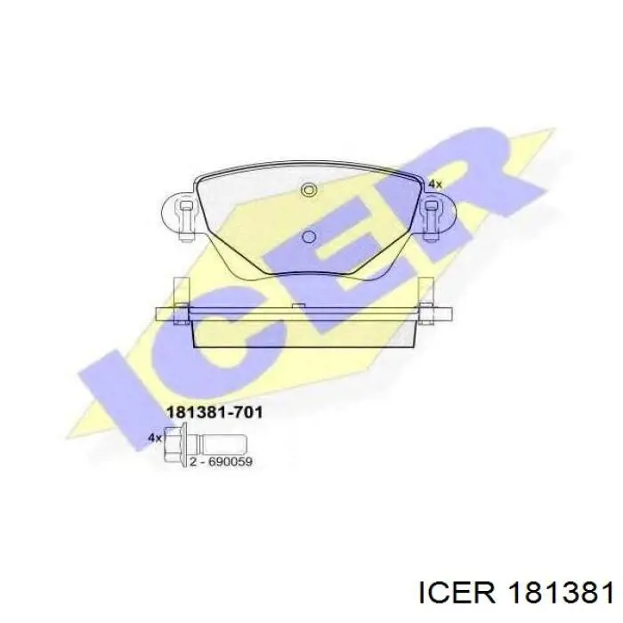 181381 Icer колодки гальмові задні, дискові