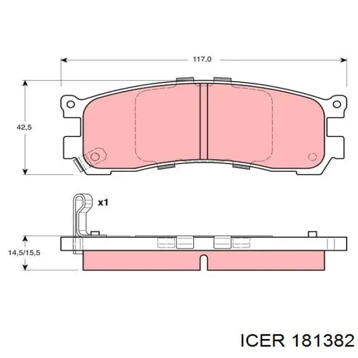 Колодки гальмові задні, дискові 181382 Icer