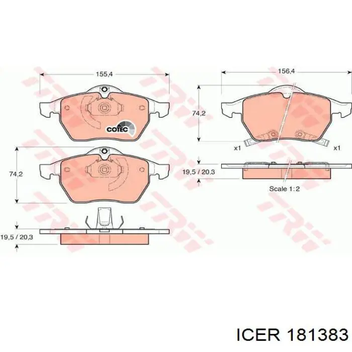 181383 Icer Передні гальмівні колодки