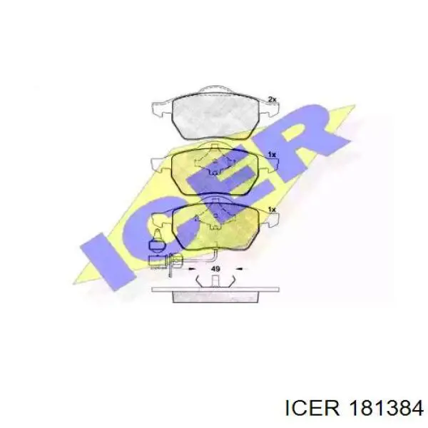181384 Icer колодки гальмівні передні, дискові
