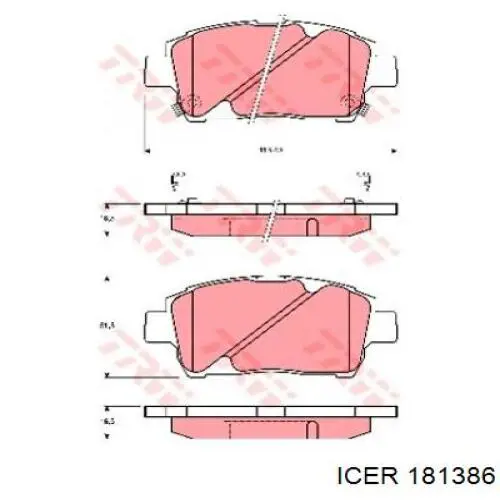 Передні тормозні колодки 181386 Icer
