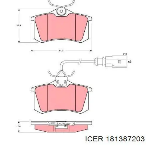 Колодки гальмові задні, дискові 181387203 Icer