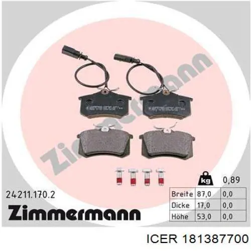 Задні гальмівні колодки Icer 181387700 ціна, від 19.90 USD