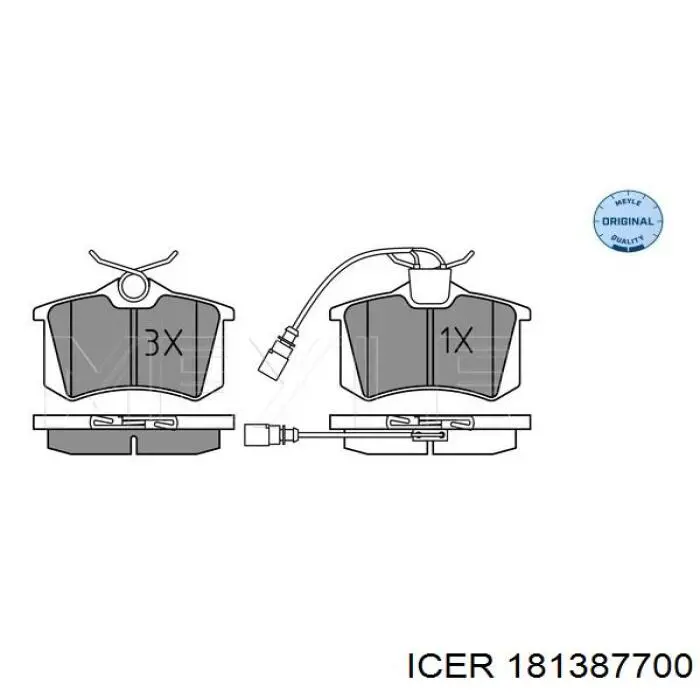 181387700 Icer Колодки гальмівні задні, дискові