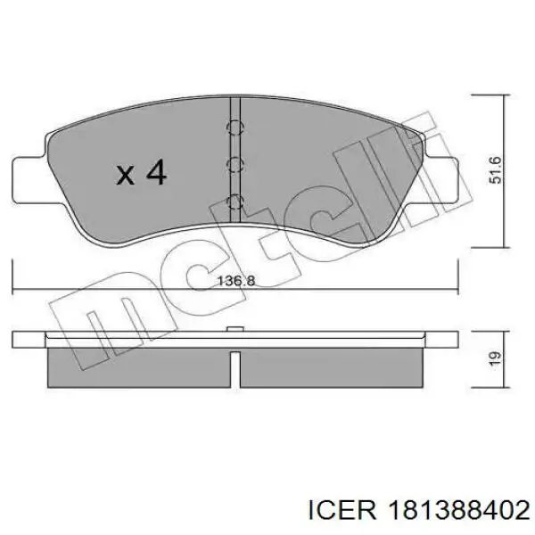 181388402 Icer Передні гальмівні колодки