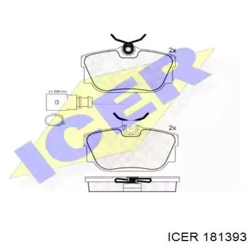 Задні гальмівні колодки 181393 Icer