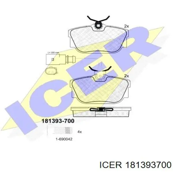 Задні гальмівні колодки 181393700 Icer