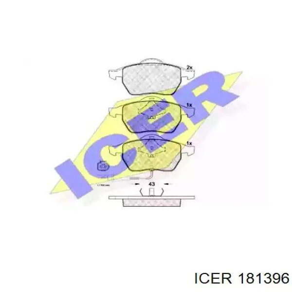 Купити 181396 Icer Колодки гальмівні передні, дискові