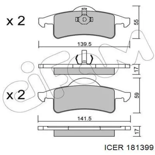Задні гальмівні колодки Icer 181399 ціна, від 27.12 USD