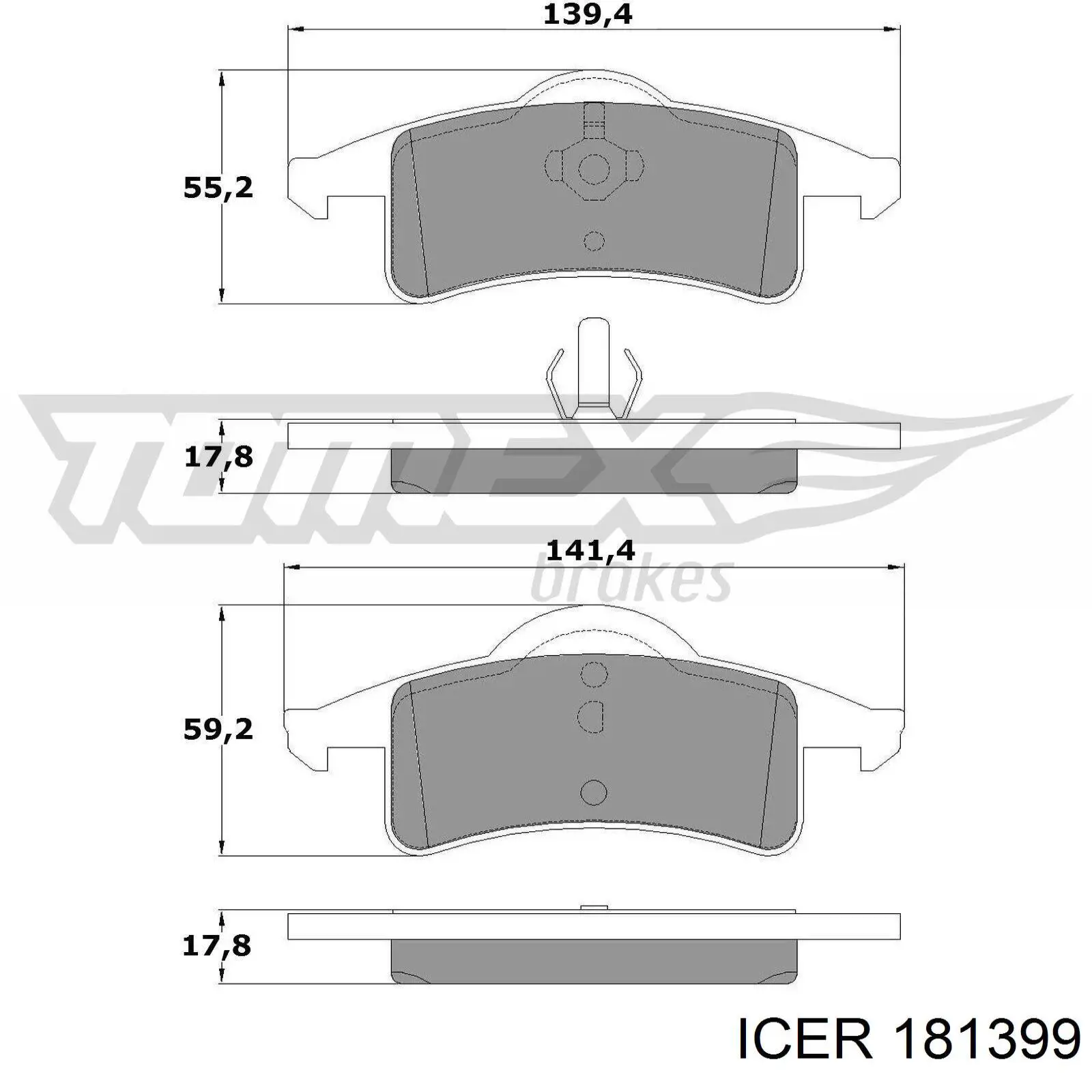 181399 Icer Колодки гальмівні задні, дискові