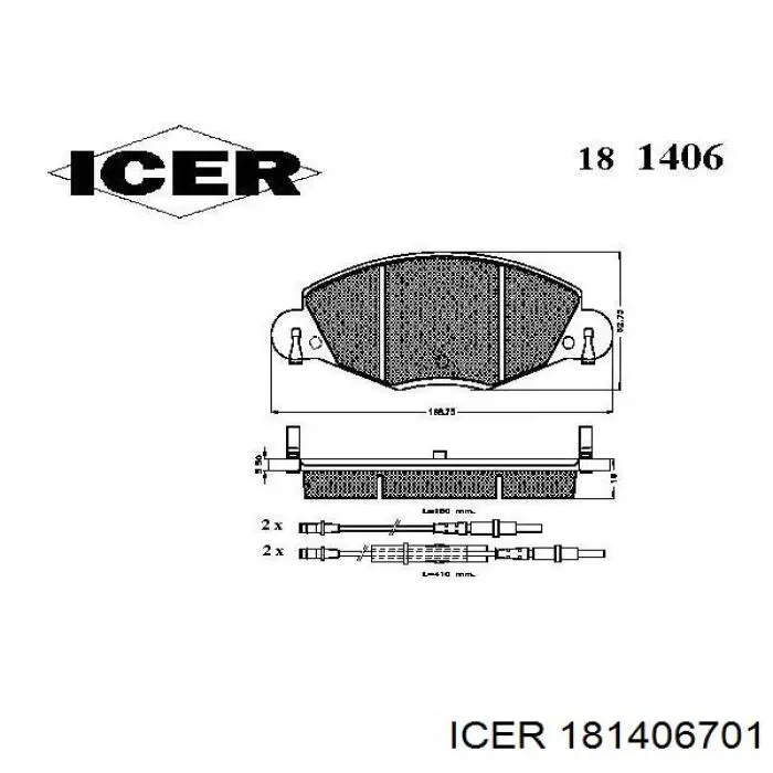 181406701 Icer колодки гальмівні передні, дискові