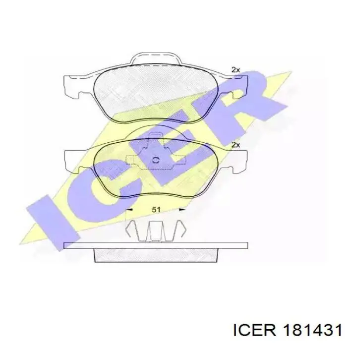 Передні тормозні колодки 181431 Icer