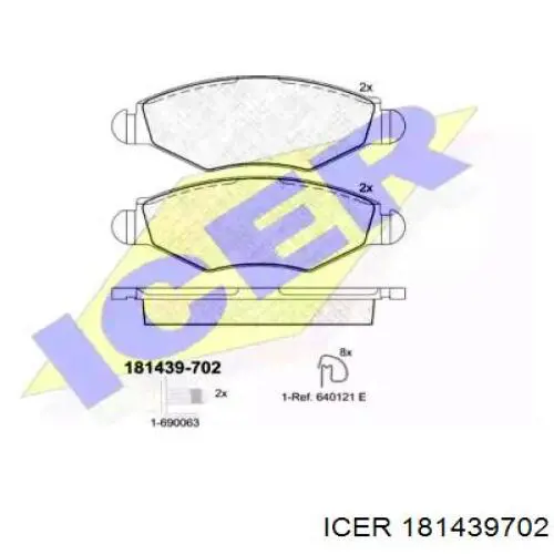 Передні тормозні колодки 181439702 Icer