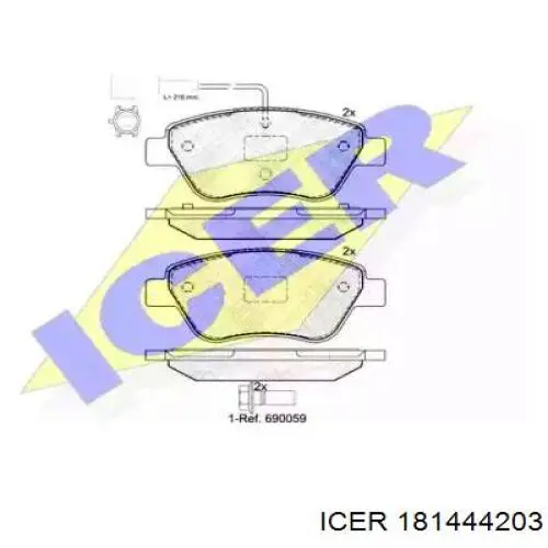 181444203 Icer колодки гальмівні передні, дискові