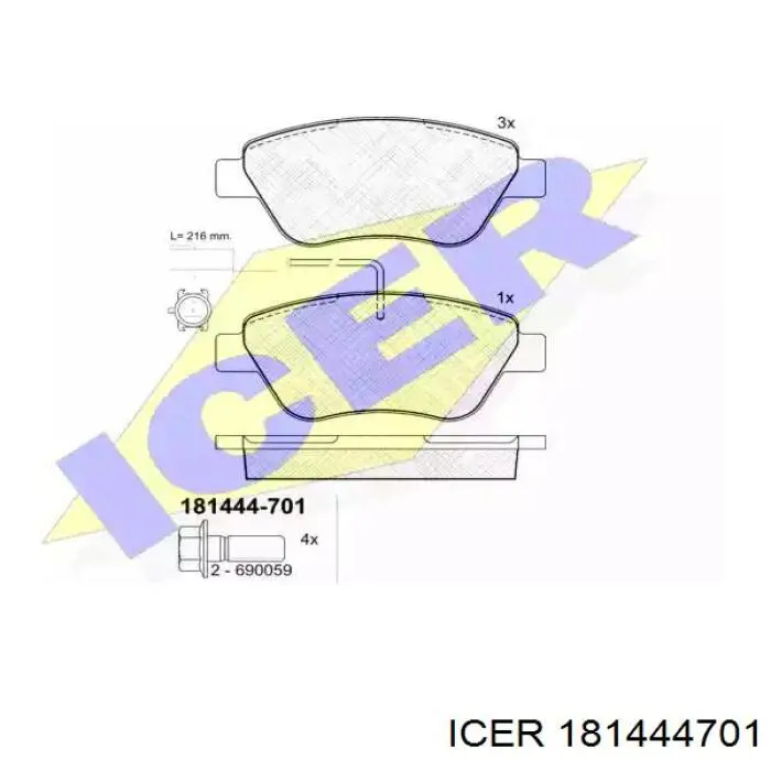 Передні тормозні колодки 181444701 Icer