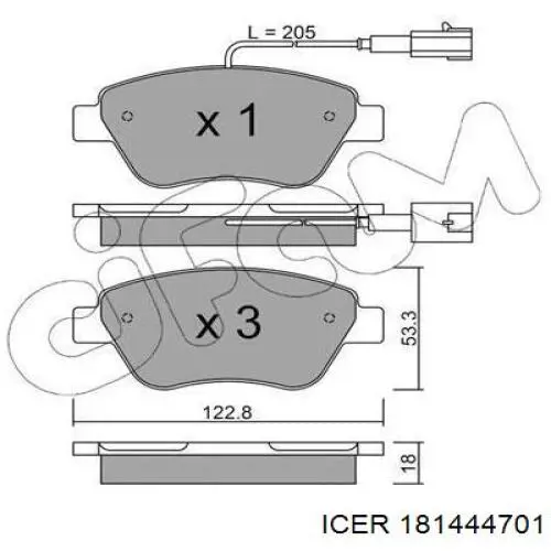 181444701 Icer колодки гальмівні передні, дискові