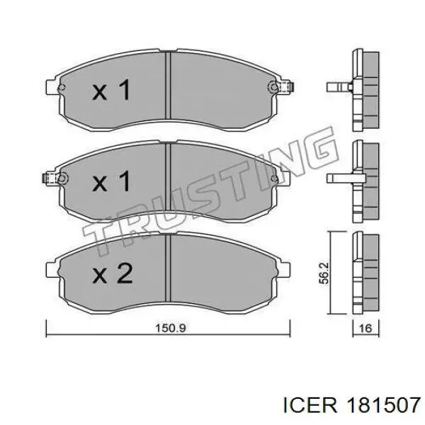 181507 Icer колодки гальмівні передні, дискові
