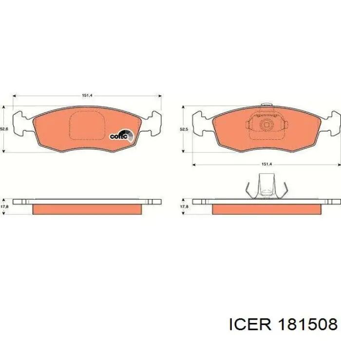 Купити 181508 Icer Колодки гальмівні передні, дискові