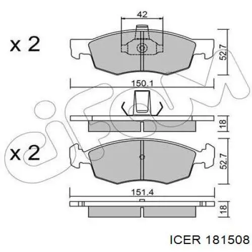 Гальмівні колодки Icer 181508 ціна, від 19.23 USD
