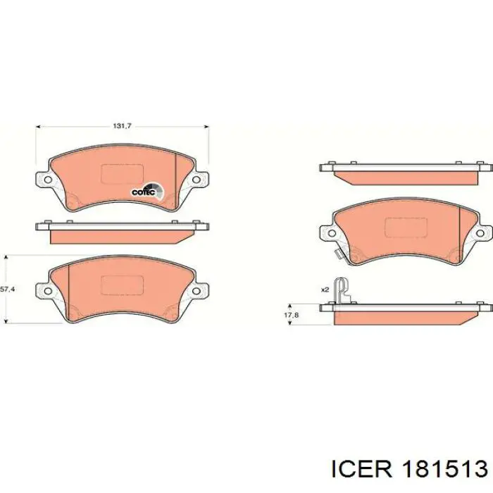 Передні тормозні колодки 181513 Icer