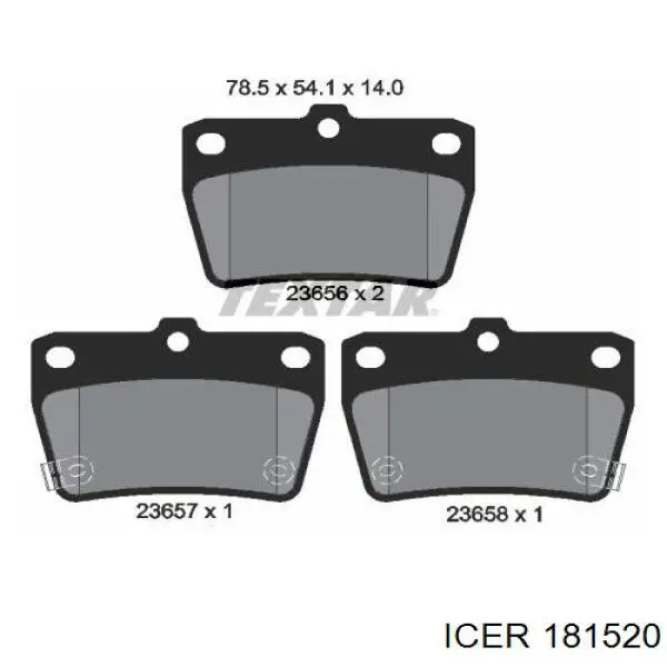 Задні гальмівні колодки Icer 181520 ціна, від 16.16 USD