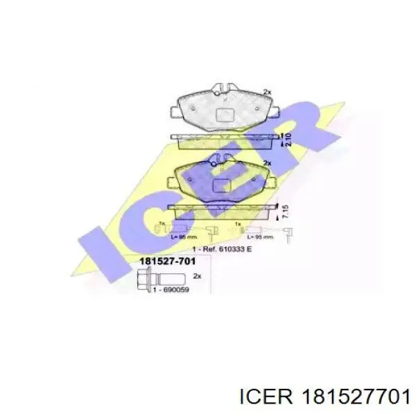 Передні тормозні колодки 181527701 Icer