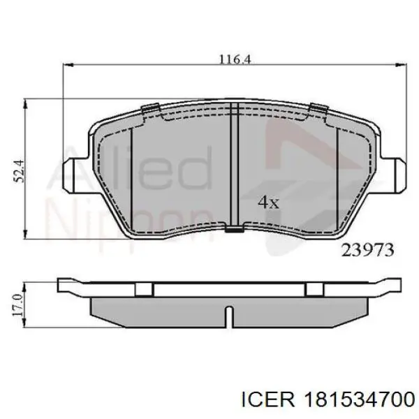 Гальмівні колодки Icer 181534700 ціна, від 20.14 USD