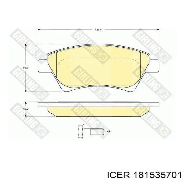 Тормозні колодки Icer 181535701