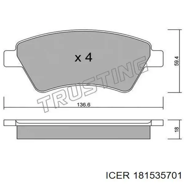 181535701 Icer Передні гальмівні колодки
