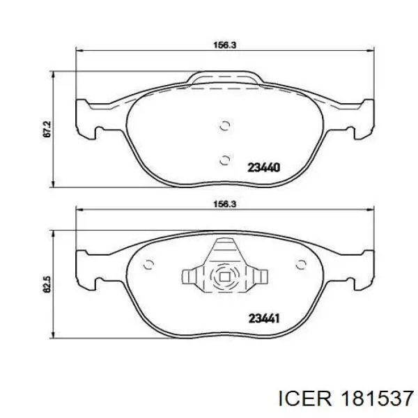 Передні тормозні колодки 181537 Icer