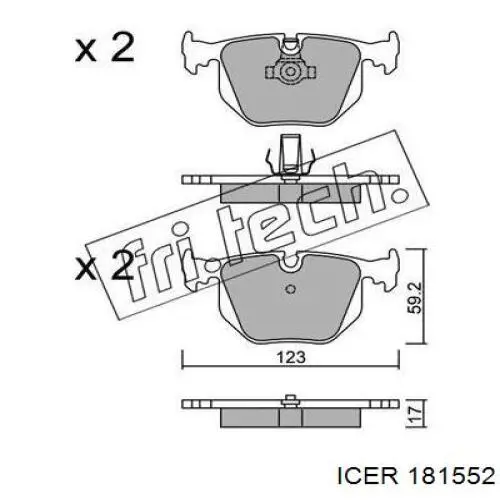 181552 Icer Колодки гальмівні задні, дискові