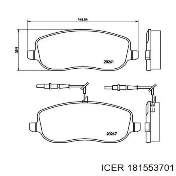 Купити 181553701 Icer Колодки гальмівні передні, дискові