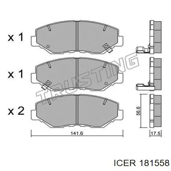 181558 Icer колодки гальмівні передні, дискові