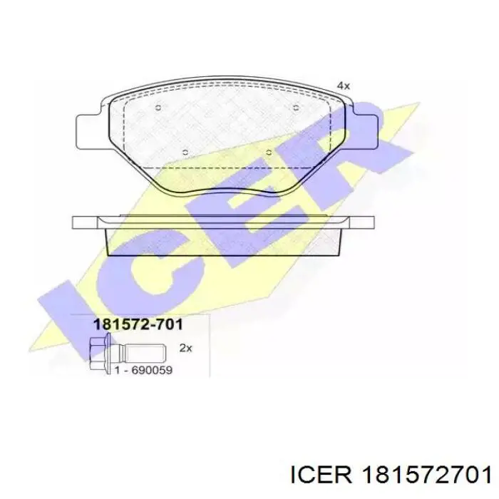 Передні тормозні колодки 181572701 Icer