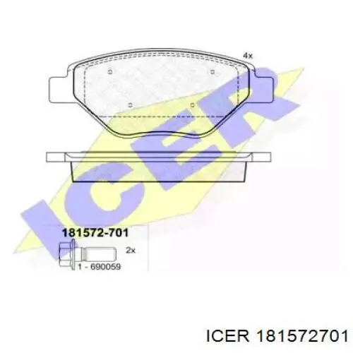 181572701 Icer колодки гальмівні передні, дискові