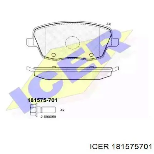 181575701 Icer колодки гальмівні передні, дискові