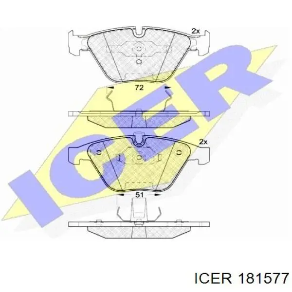 Колодки гальмівні передні, дискові 181577 Icer