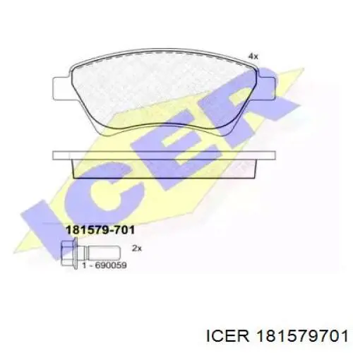 181579701 Icer колодки гальмівні передні, дискові