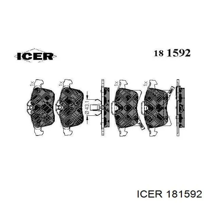 181592 Icer колодки гальмівні передні, дискові