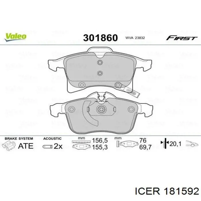 Гальмівні колодки Icer 181592 ціна, від 25.40 USD
