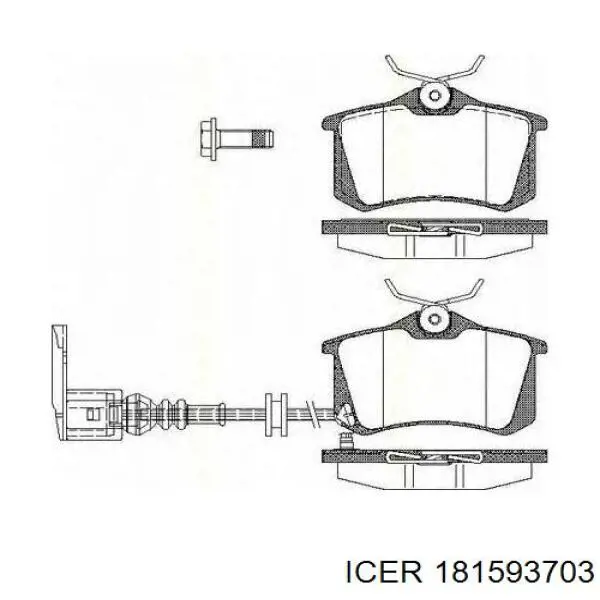 Задні гальмівні колодки 181593703 Icer
