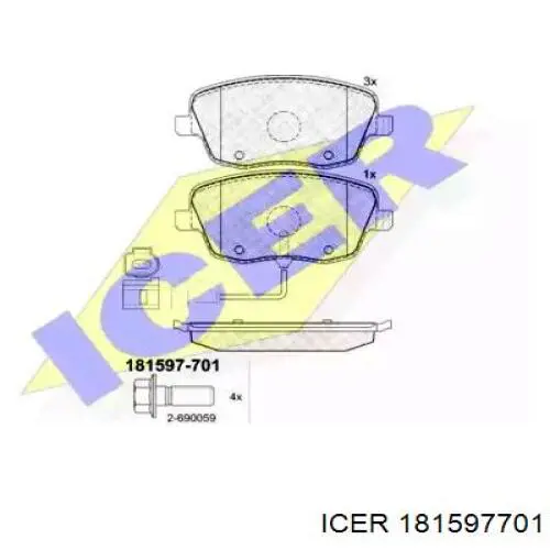 181597701 Icer колодки гальмівні передні, дискові